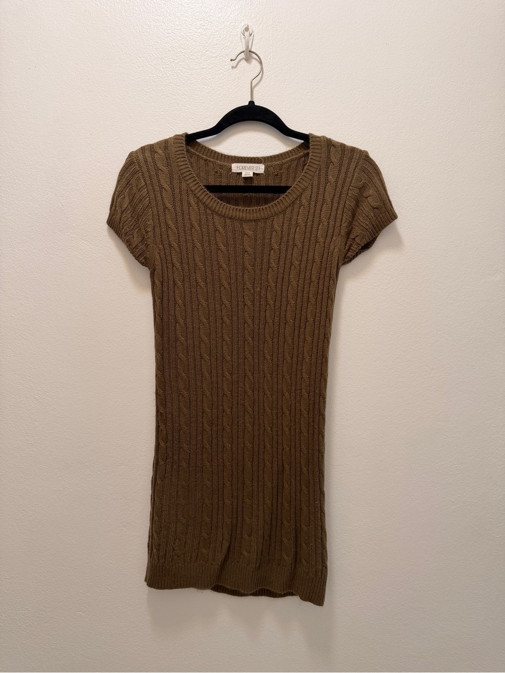 Forever 21 Olive Green Cable Knit Sweater Dress Size M